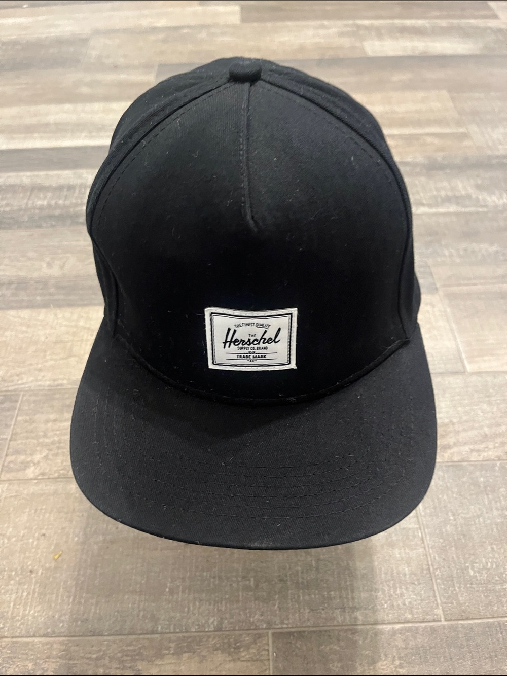 Herschel Supply Co. Black Five-Panel Cap with White Logo Patch